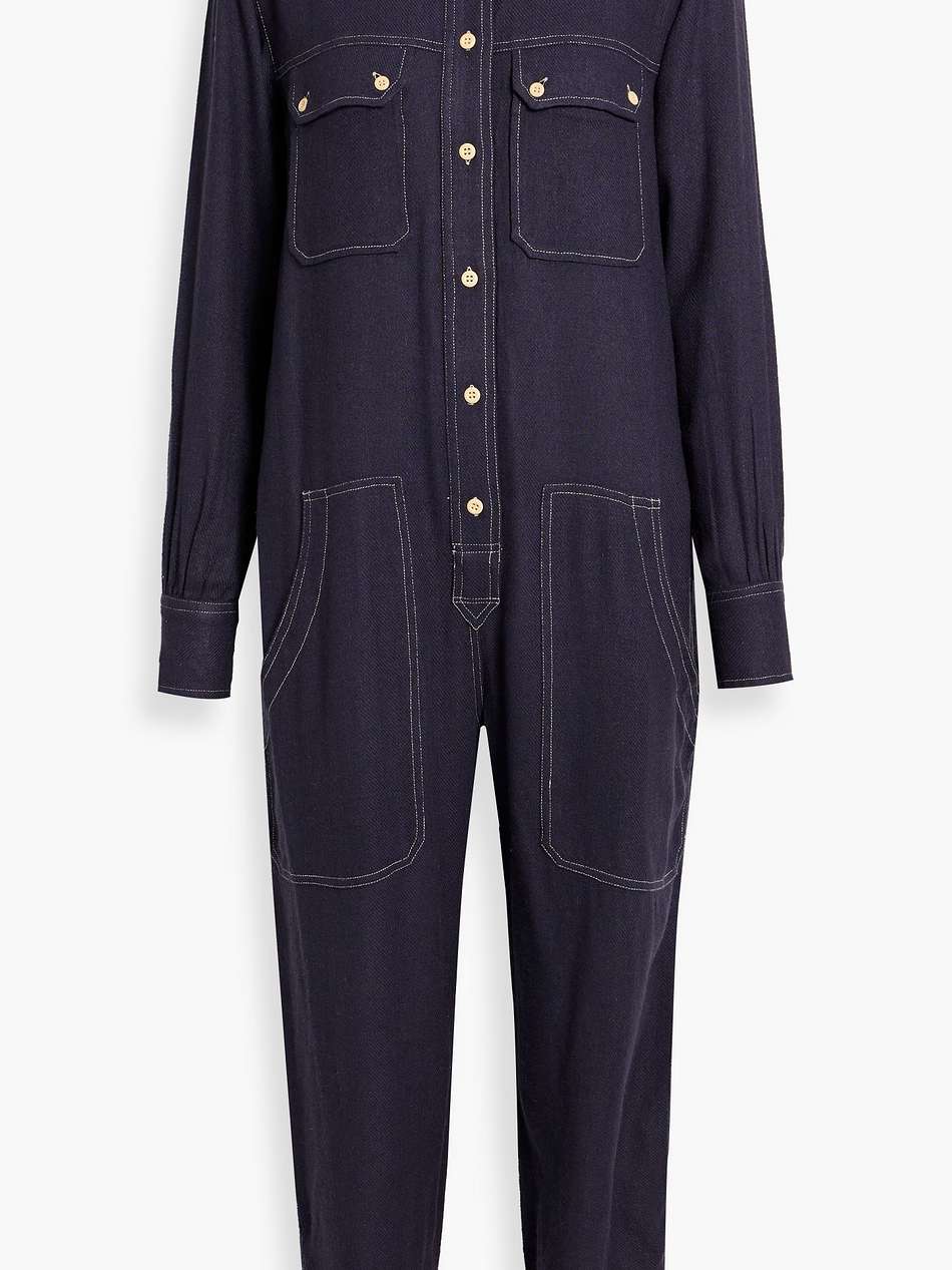 tacaia cropped silk-tweed jumpsuit