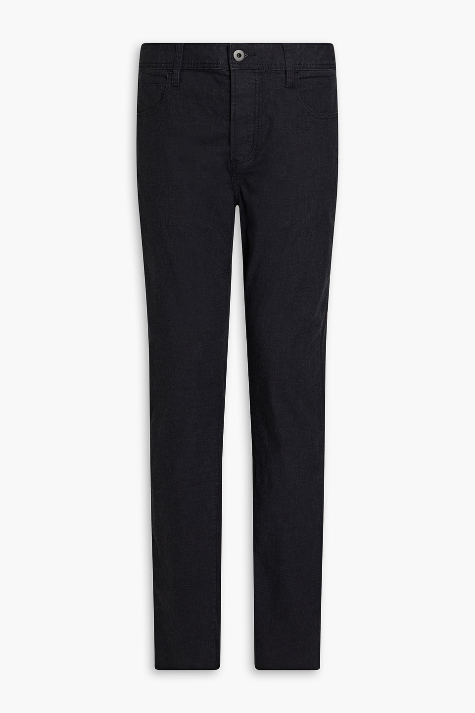 James Perse Slim-fit Mélange Stretch-cotton Twill Trousers In Black