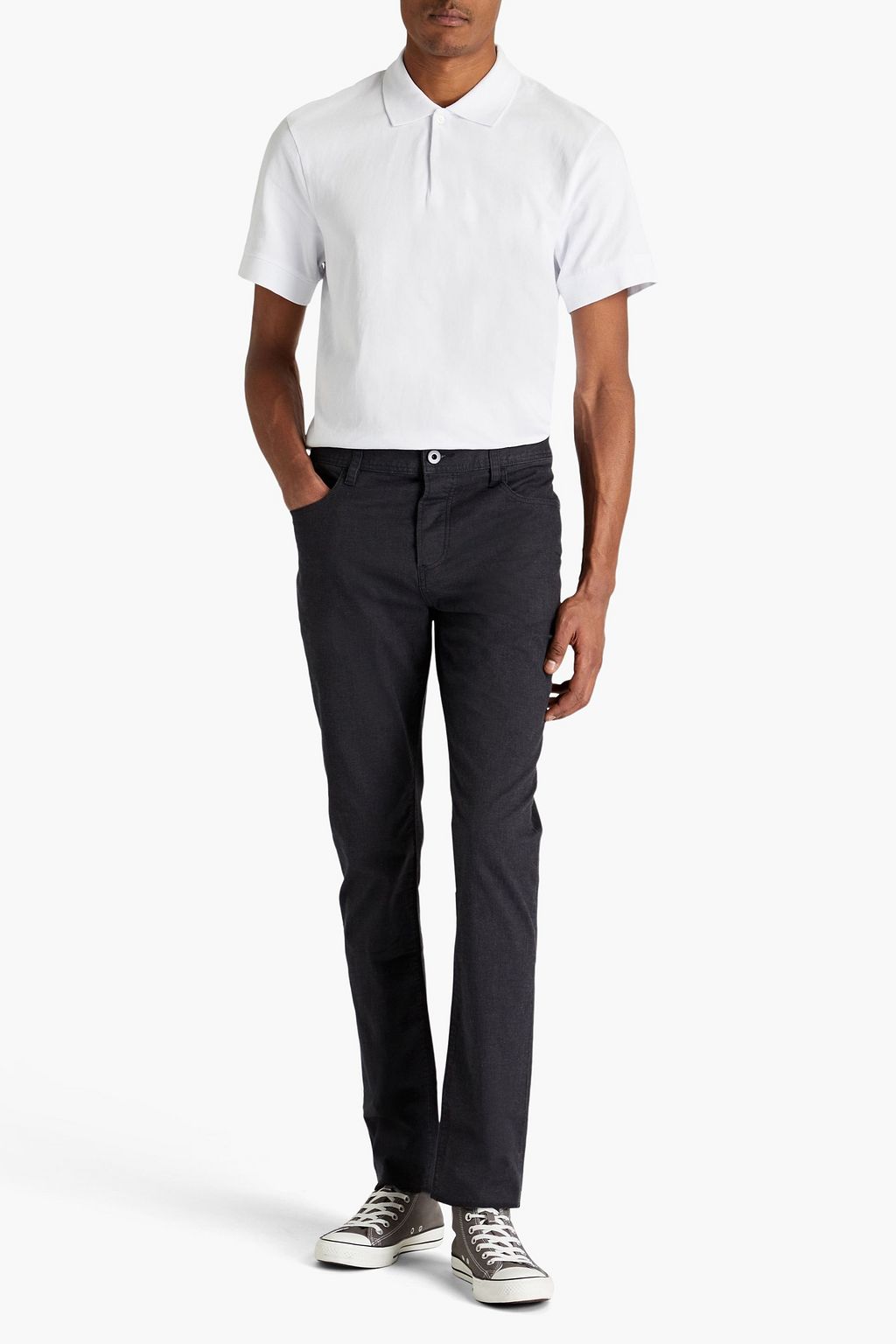 JAMES PERSE Slim-fit mélange stretch-cotton twill pants