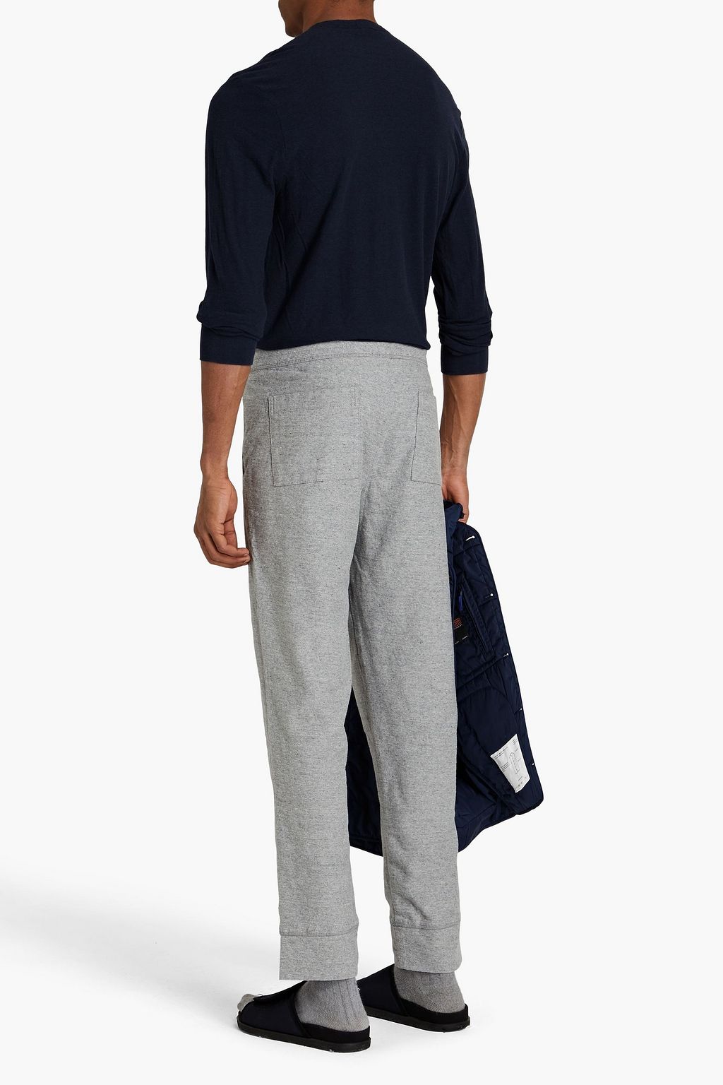 JAMES PERSE Cotton and linen-blend jersey Henley T-shirt