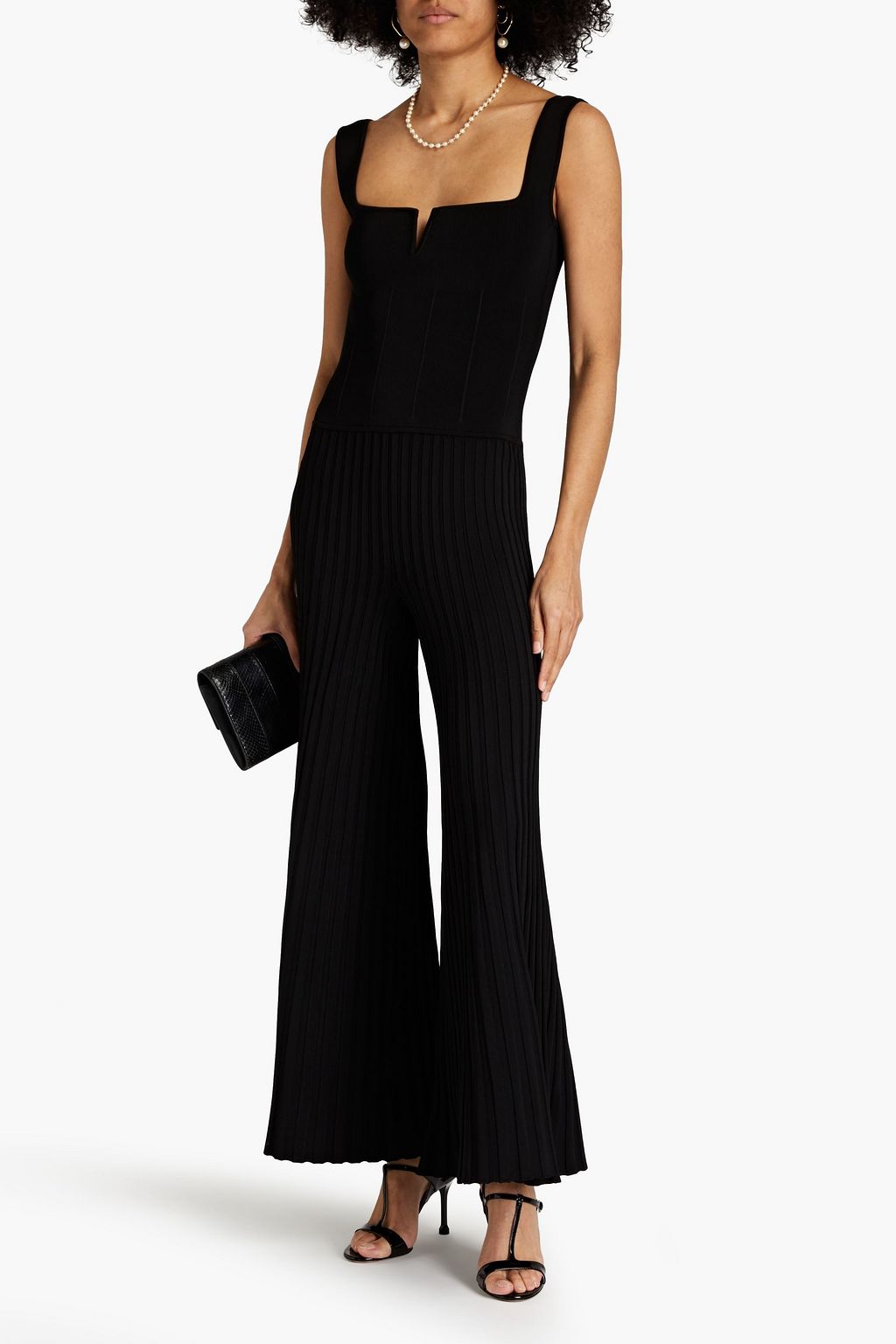 GALVAN  LONDON Atlanta ribbed-knit wide-leg jumpsuit