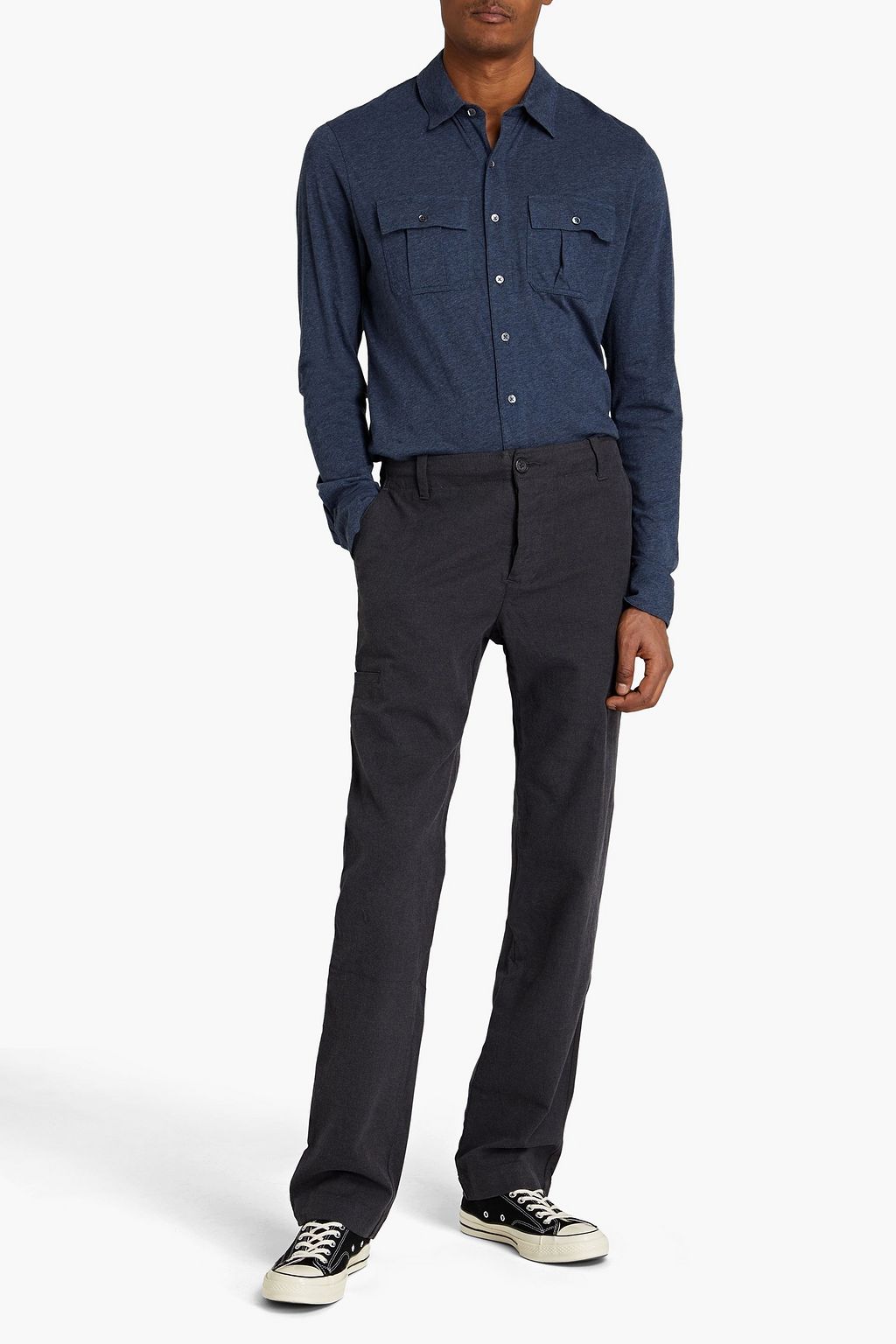 JAMES PERSE Mélange cotton-jersey shirt