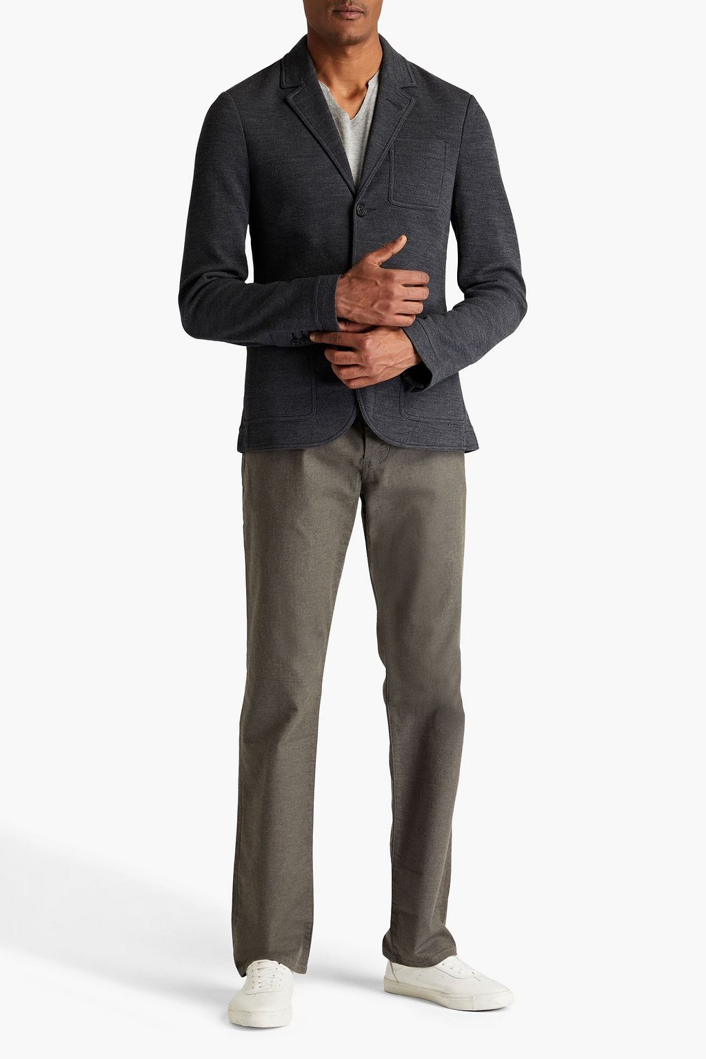 JAMES PERSE Mélange wool and cotton twill blazer