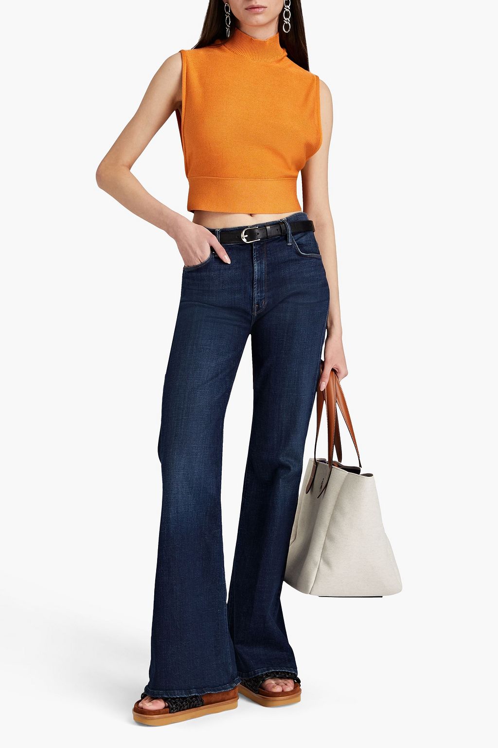 FERRAGAMO シルク混 クロップドトップス カットアウト