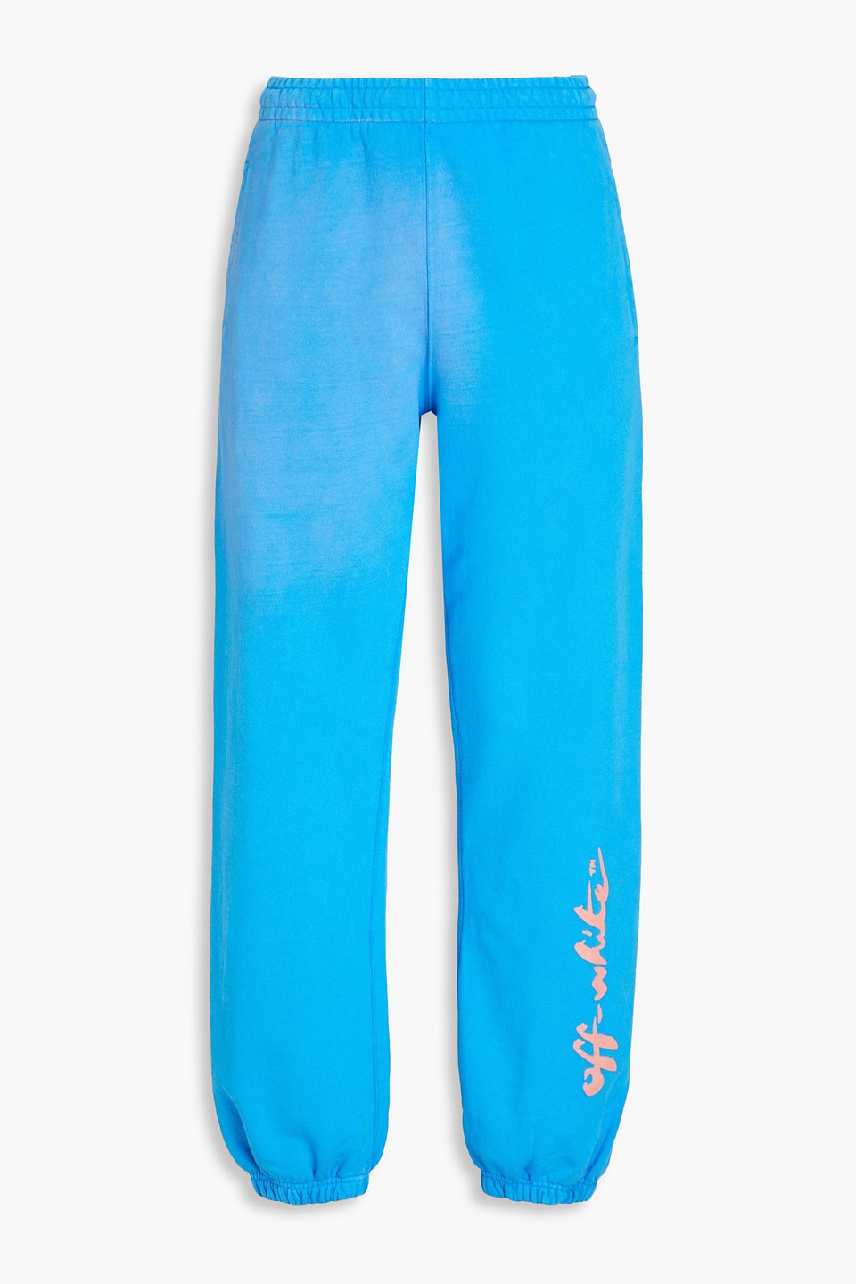 off-white - bleached printed french cotton-terry track pants - blue - xxs