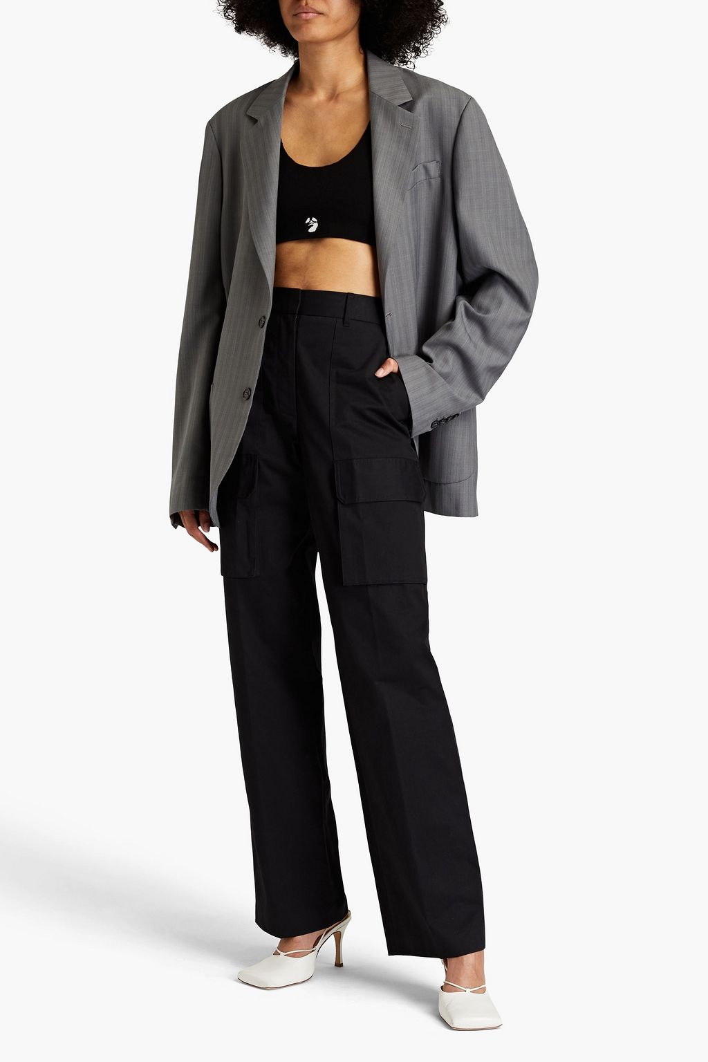 OFF-WHITE™ Jacquard-knit cotton-blend bra top