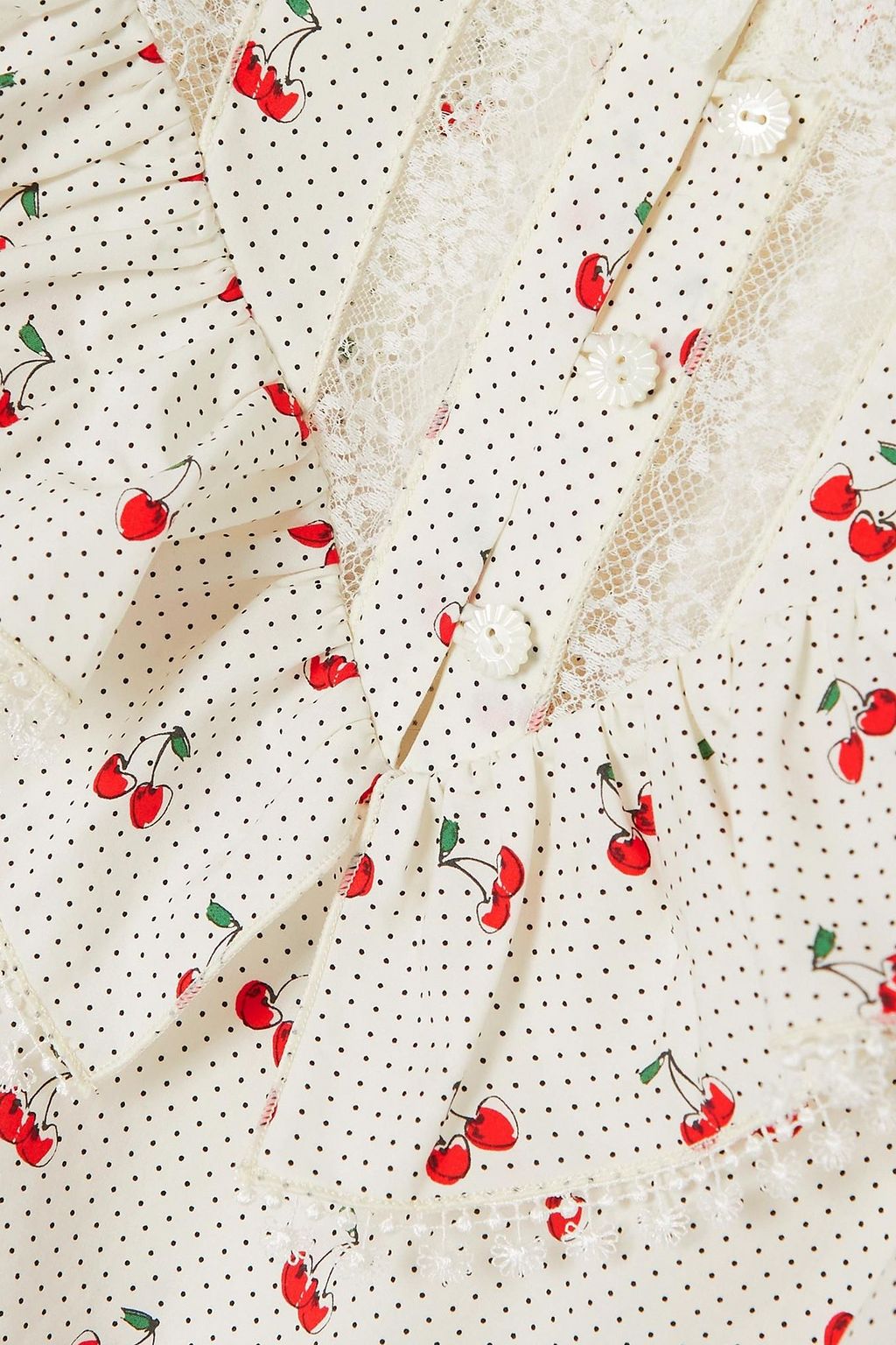 MARC JACOBS The Victorian lace-trimmed printed cotton-poplin top
