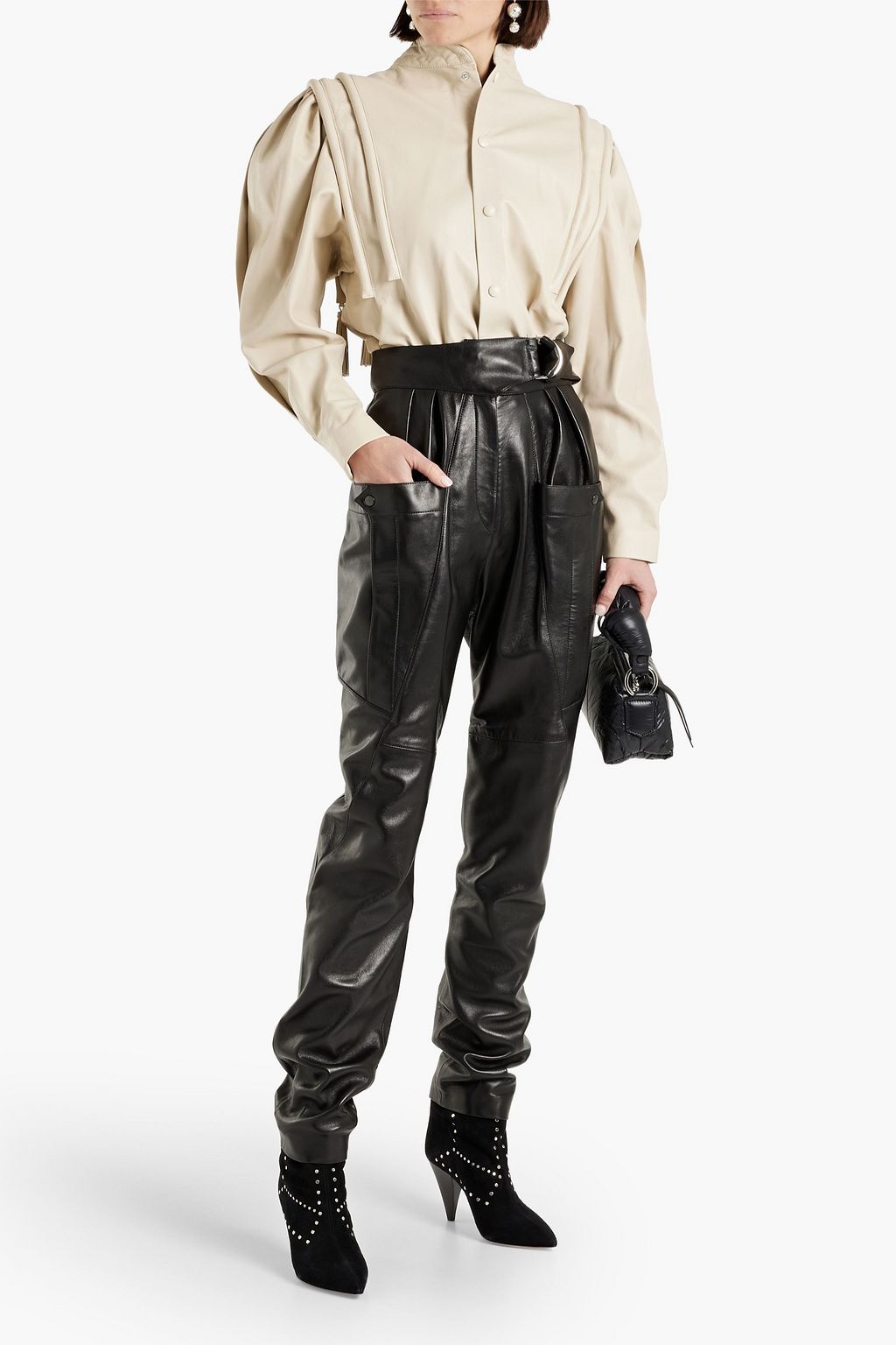 ISABEL MARANT Ferris belted leather tapered pants