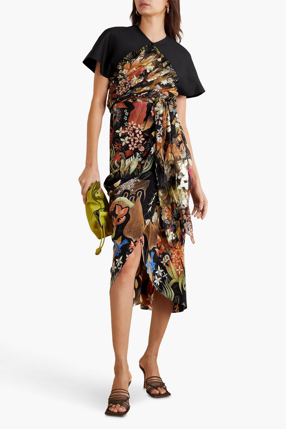 Lanvin Wrap-effect floral-print silk-satin midi dress | Smart Closet