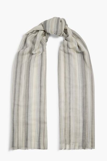 Brunello Cucinelli, Cashmere Chiné Rib Knit Scarf, Grey, One Size