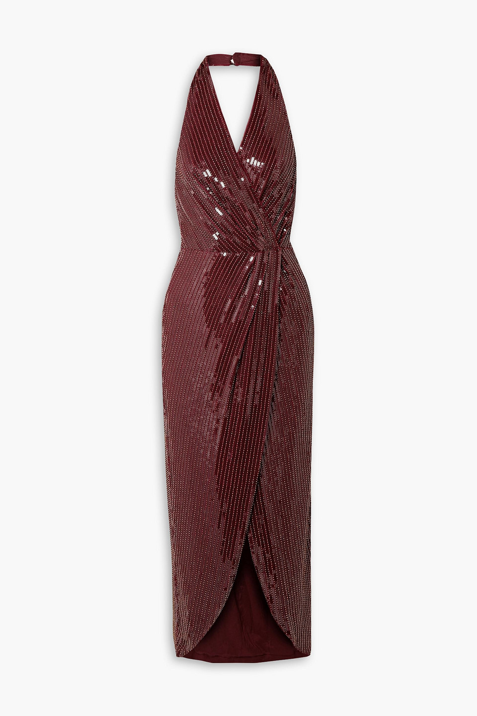 Haney Aurora open-back embellished mesh halterneck midi dress