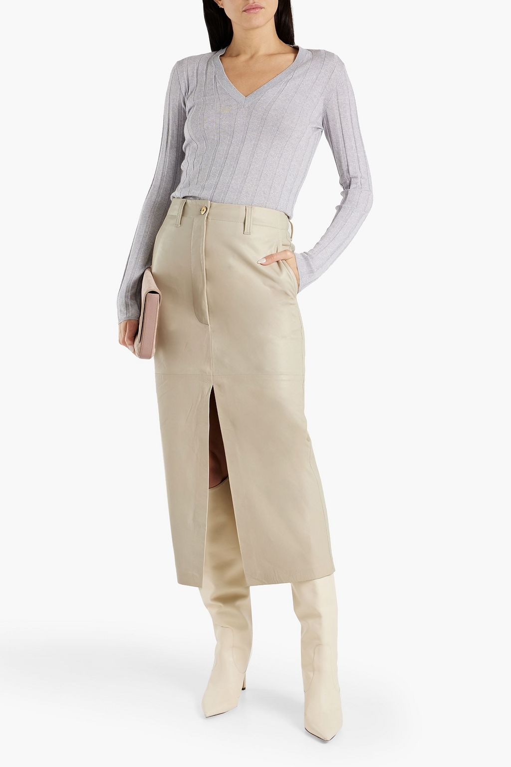 BRUNELLO CUCINELLI Leather midi skirt