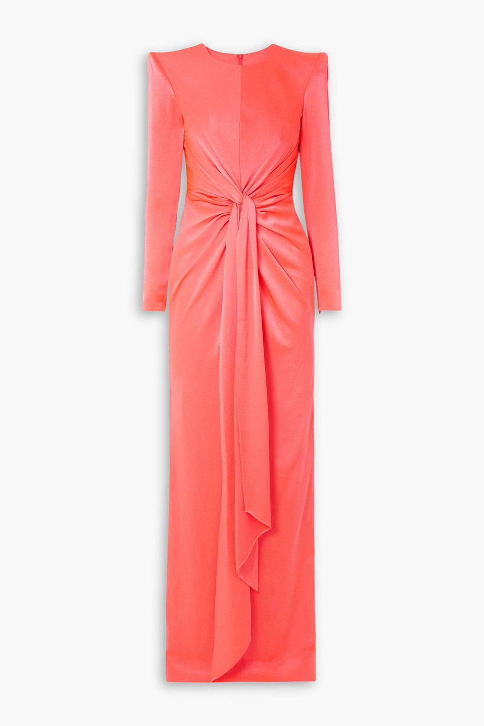 Alex Perry Graves Tie-front Satin-crepe Gown In Coral