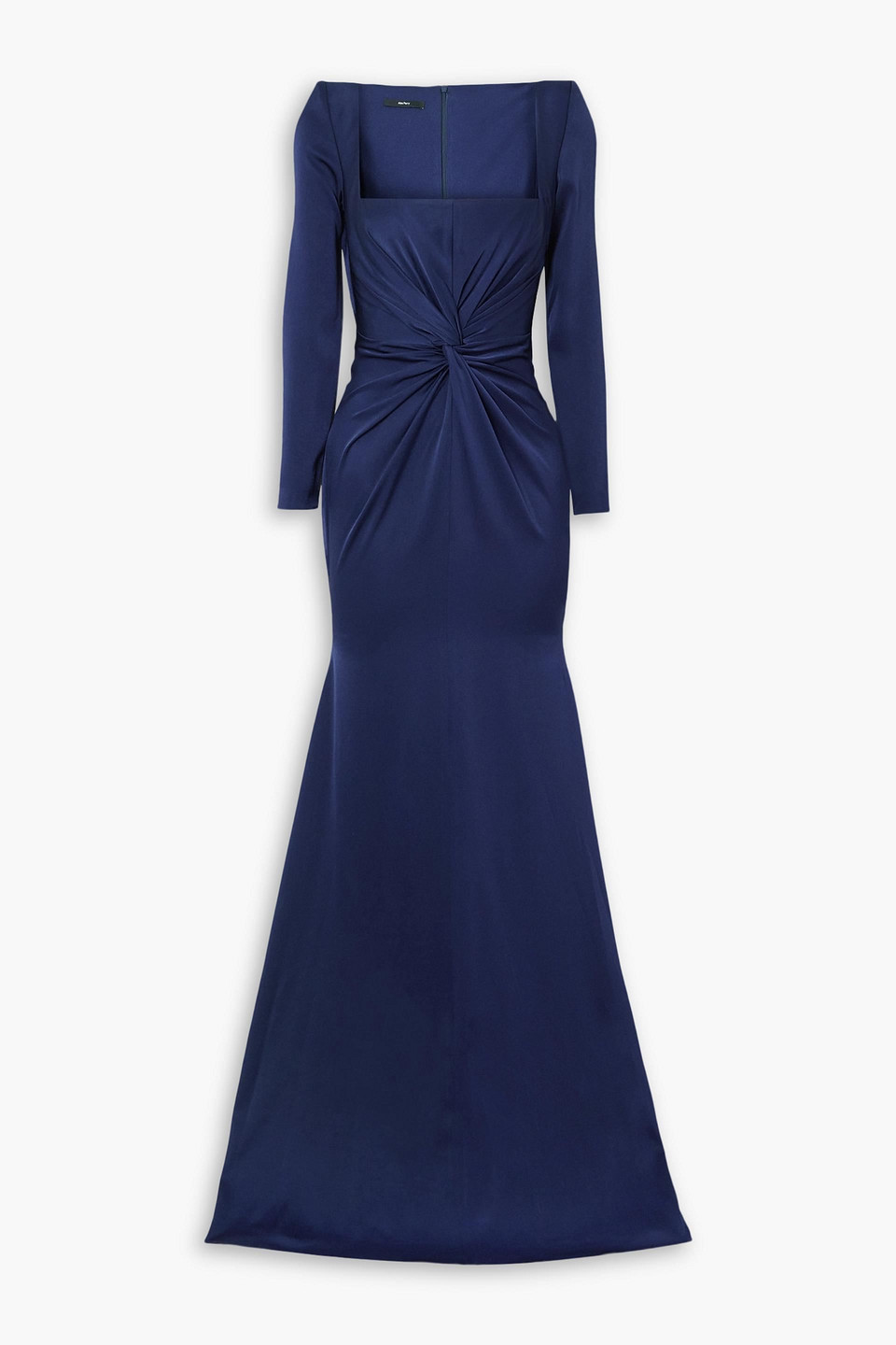 Alex Perry Rowan Twist-front Satin-crepe Gown In Navy