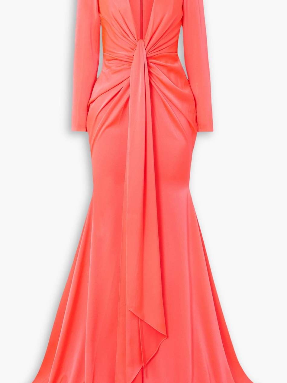 quinn tie-front satin-crepe gown