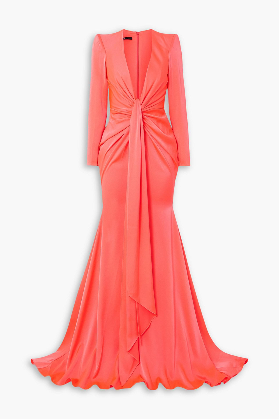 Alex Perry Quinn Tie-front Satin-crepe Gown In Coral