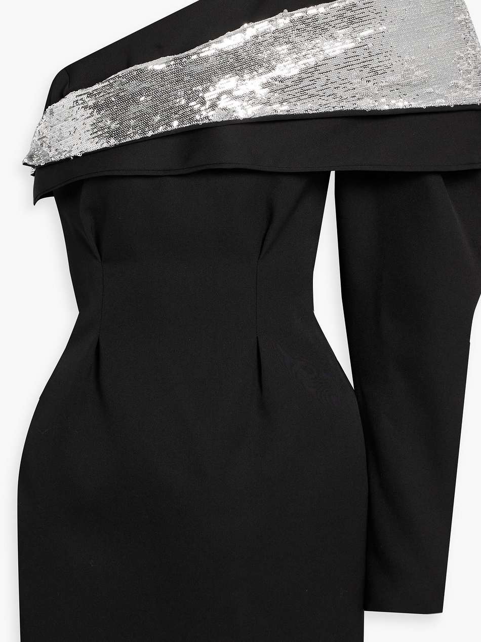 lidia one-sleeve embellished wool-twill mini dress