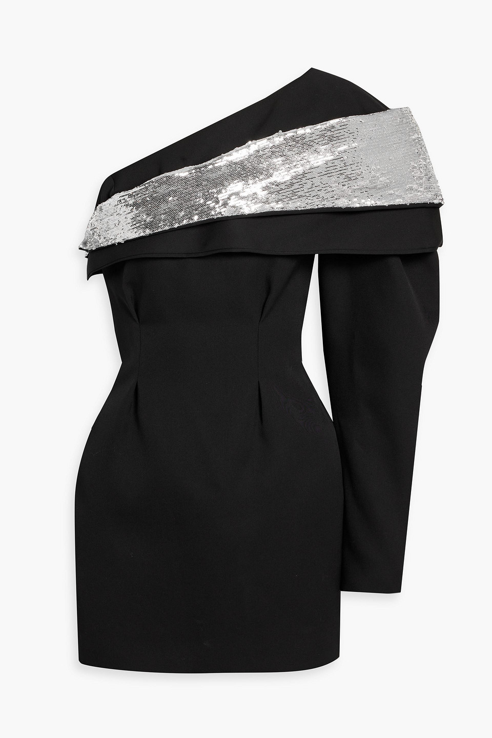 Isabel Marant Lidia One-sleeve Embellished Wool-twill Mini Dress In Schwarz