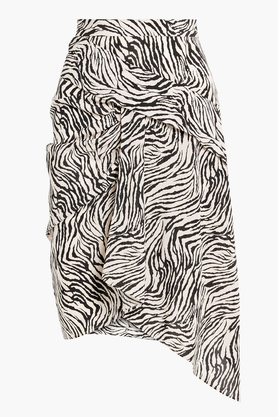 Isabel Marant Roly Asymmetric Zebra-print Silk-blend Crepe De Chine Skirt In Naturfarben