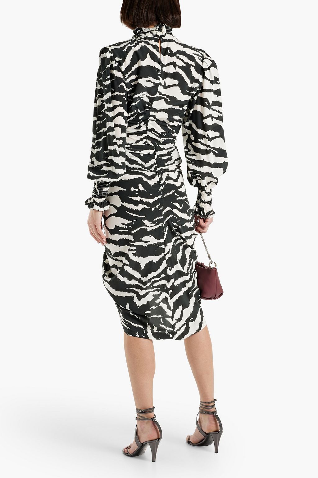ISABEL MARANT Fantine ruched zebra-print silk-blend crepe de chine blouse