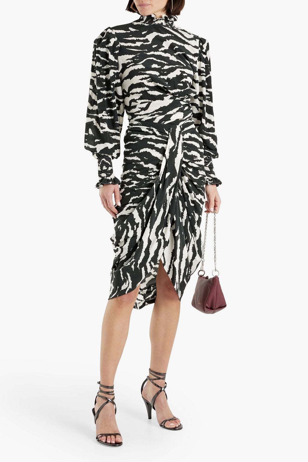 ISABEL MARANT Fantine ruched zebra-print silk-blend crepe de chine blouse