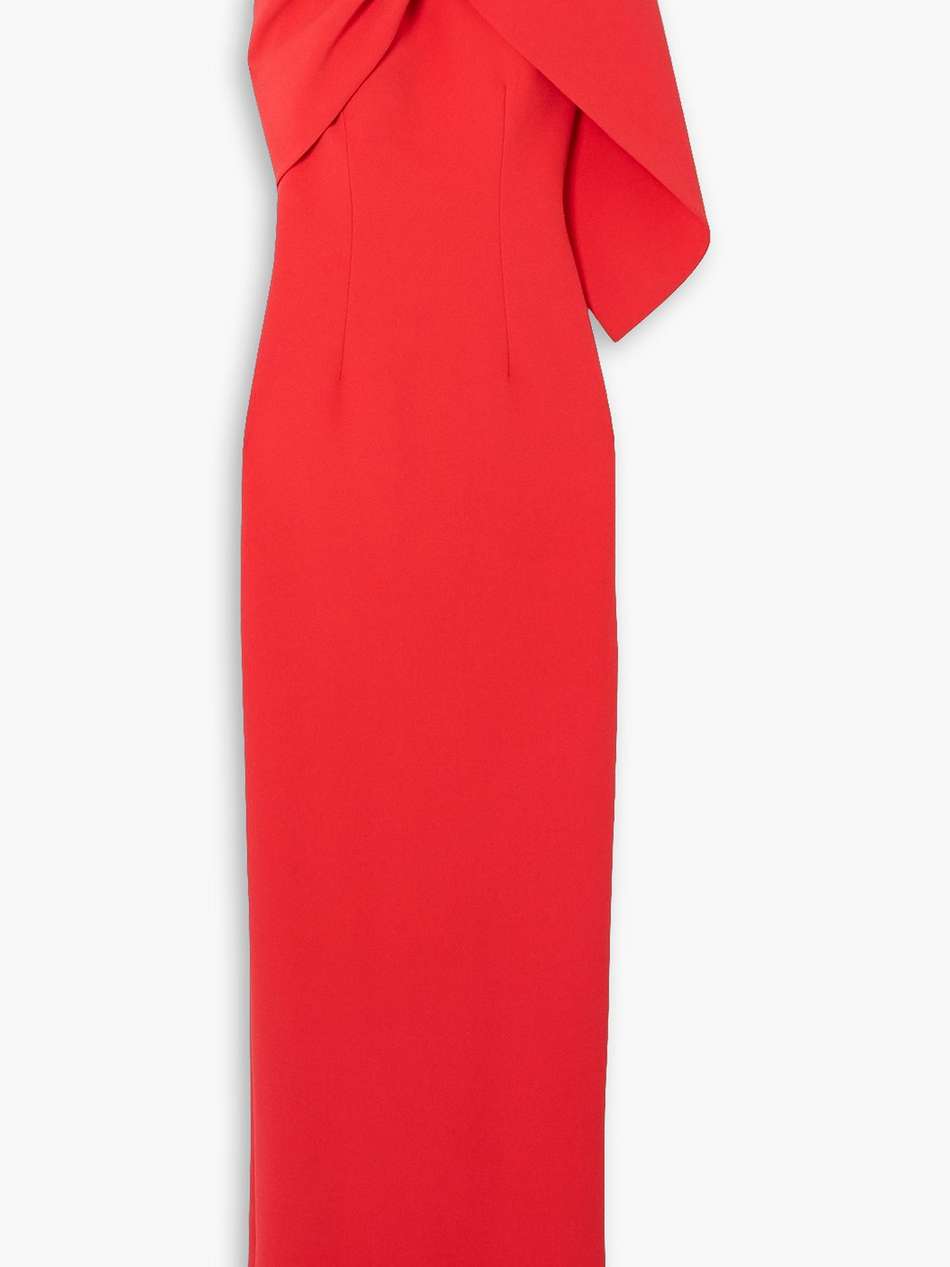 knotted draped stretch-crepe gown