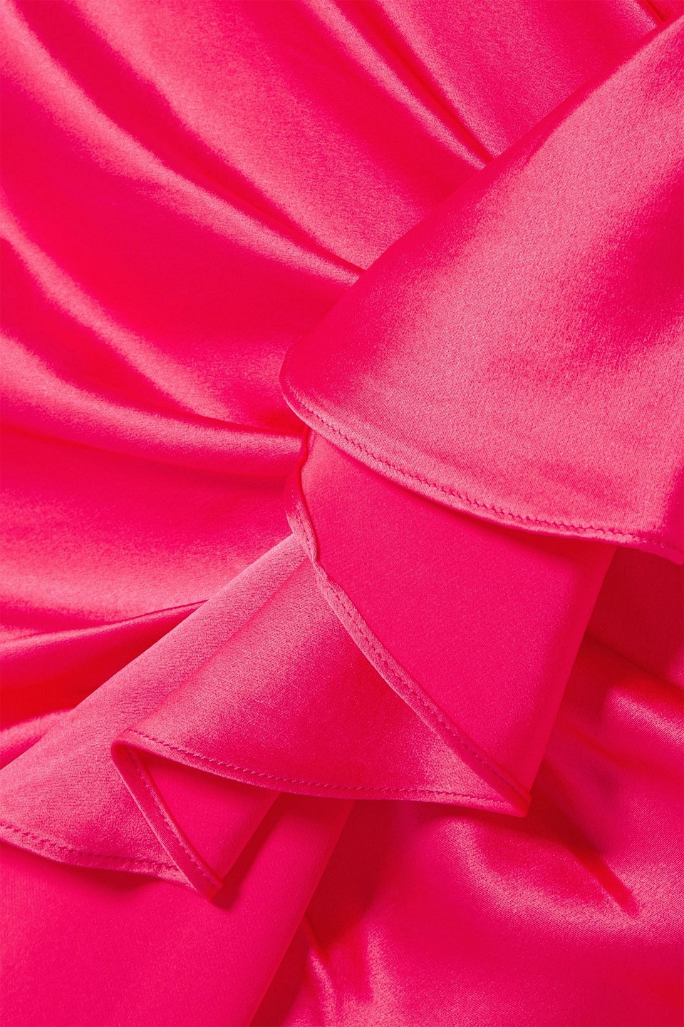 Shop Haney Lilly Ruffled Crepe-paneled Silk-satin Mini Dress In Bright Pink