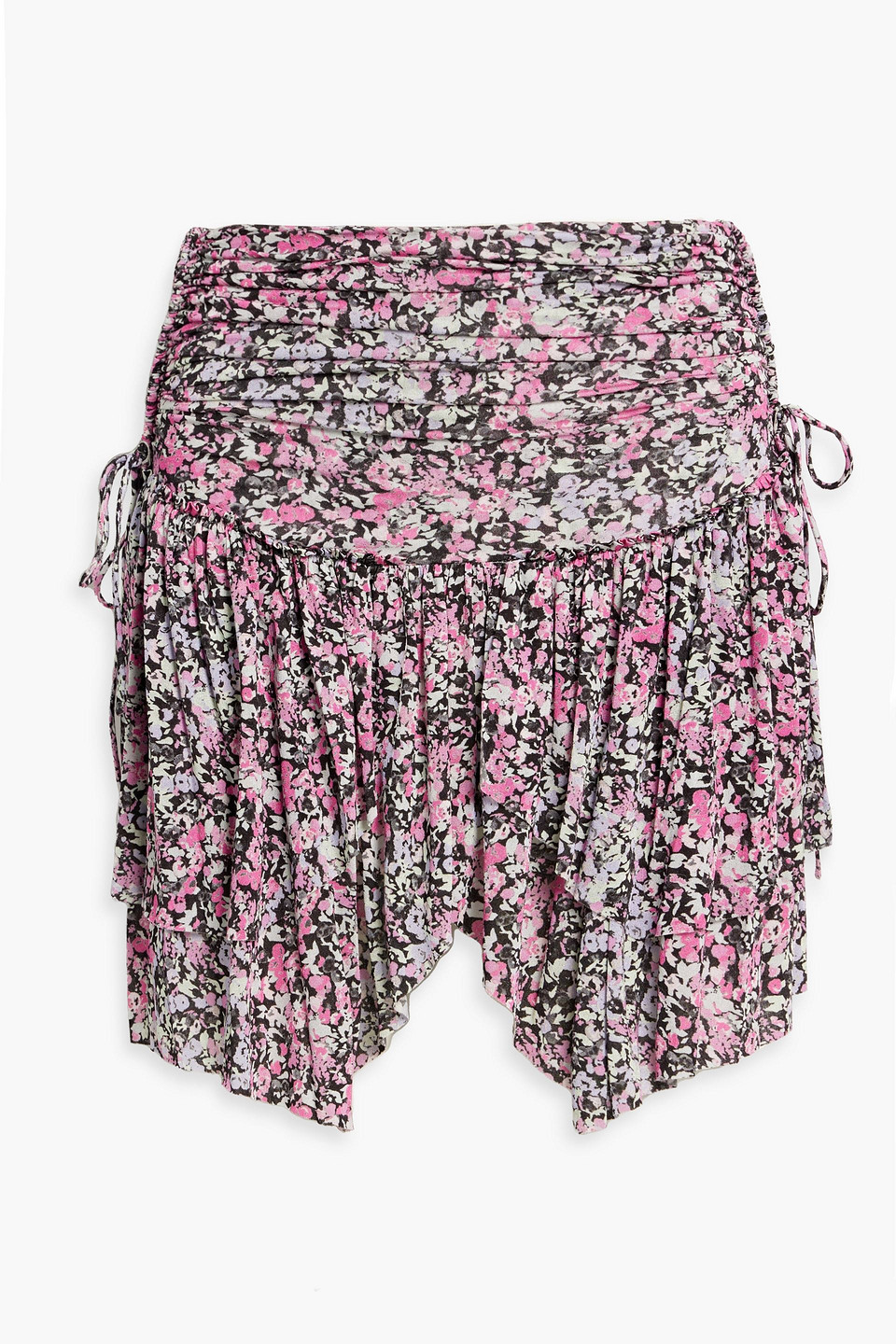 Isabel Marant Santa Ruched Floral-print Jersey Mini Skirt