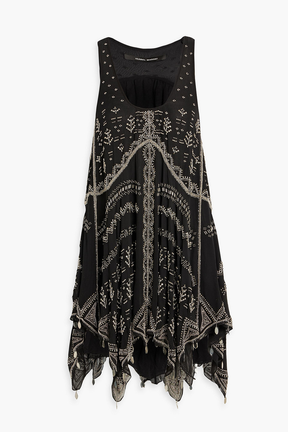 Isabel Marant Jailina Bead-embellished Silk-chiffon Mini Dress In Black