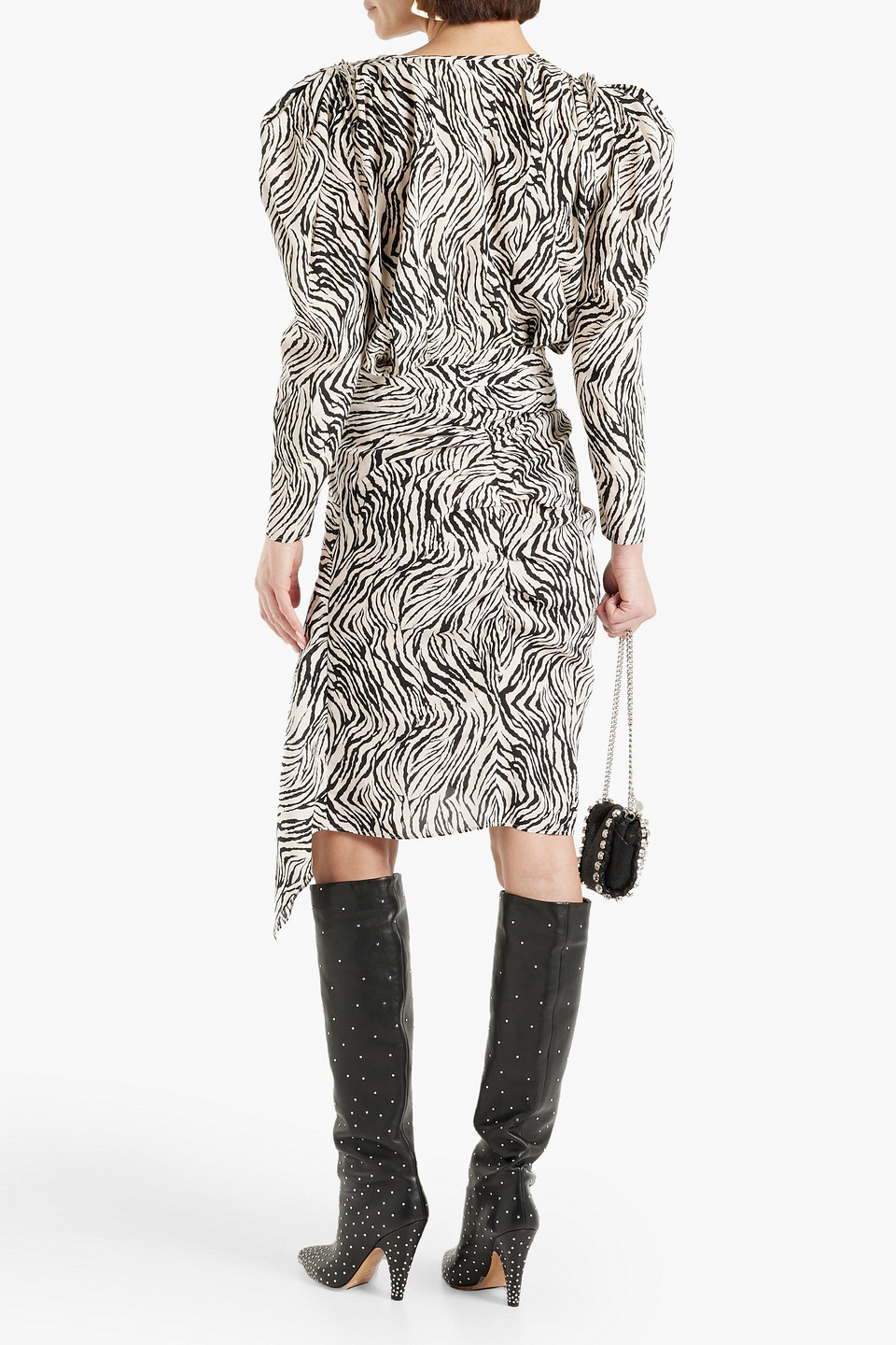 ISABEL MARANT ZARGA PLEATED ZEBRA-PRINT SILK-BLEND CREPE DE CHINE BLOUSE