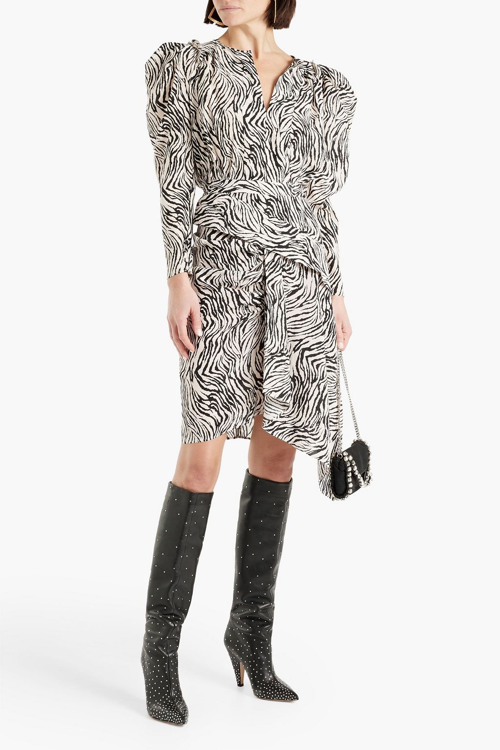 ISABEL MARANT Zarga pleated zebra-print silk-blend crepe de chine blouse