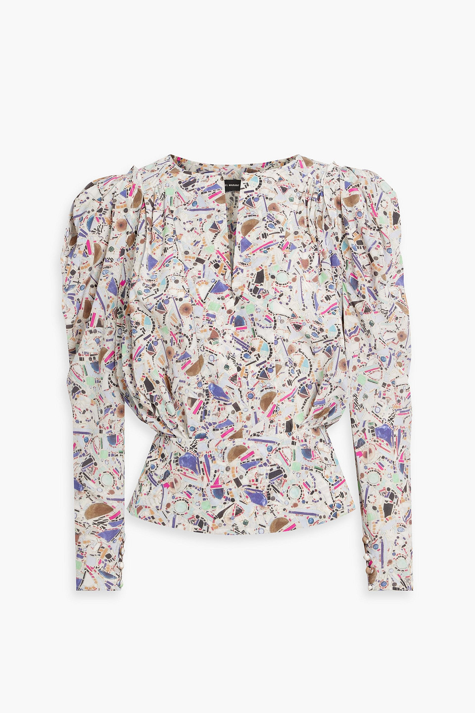 Isabel Marant - Zarga pleated printed silk-blend de chine blouse - Blue