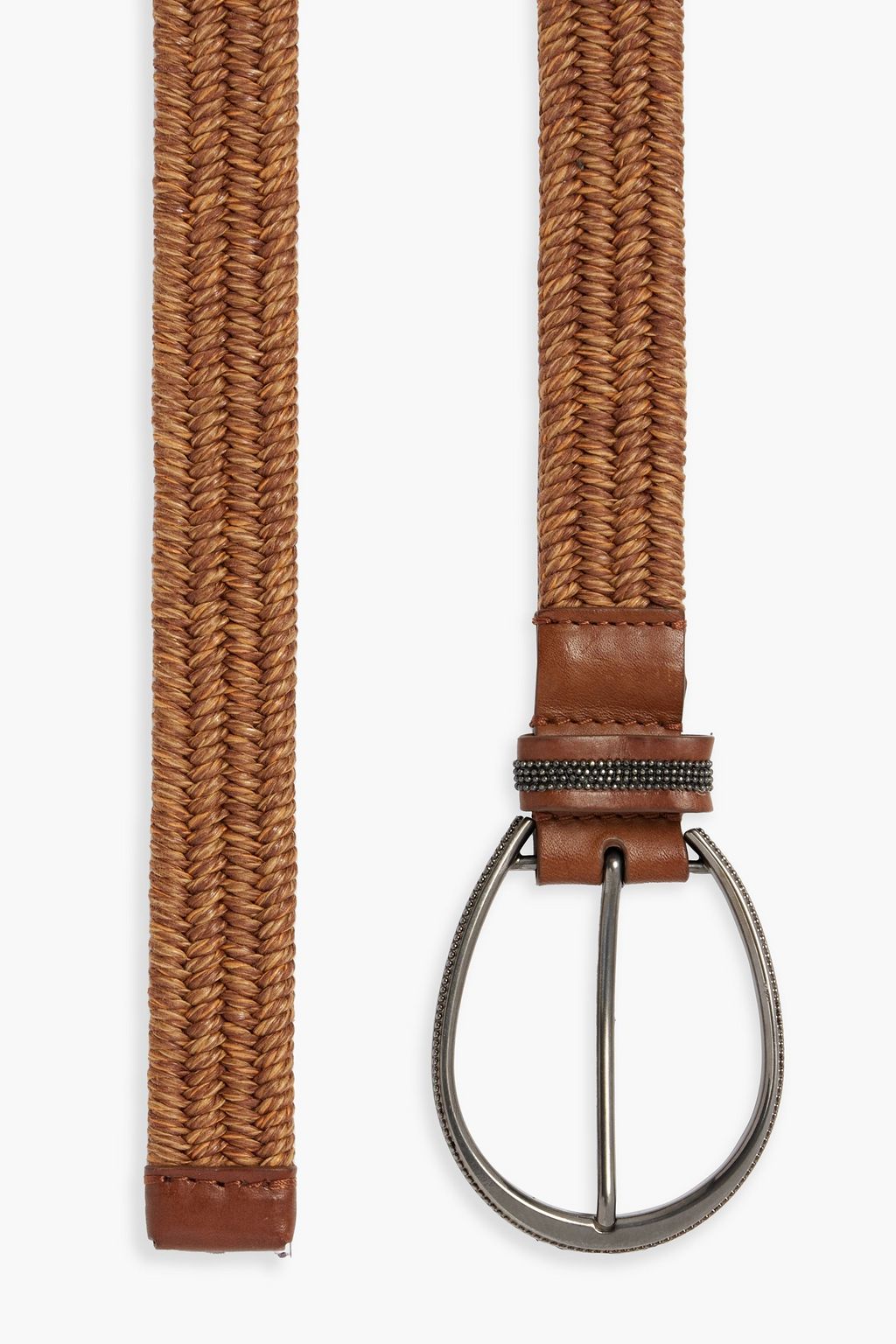 BRUNELLO CUCINELLI Bead-embellished faux raffia belt