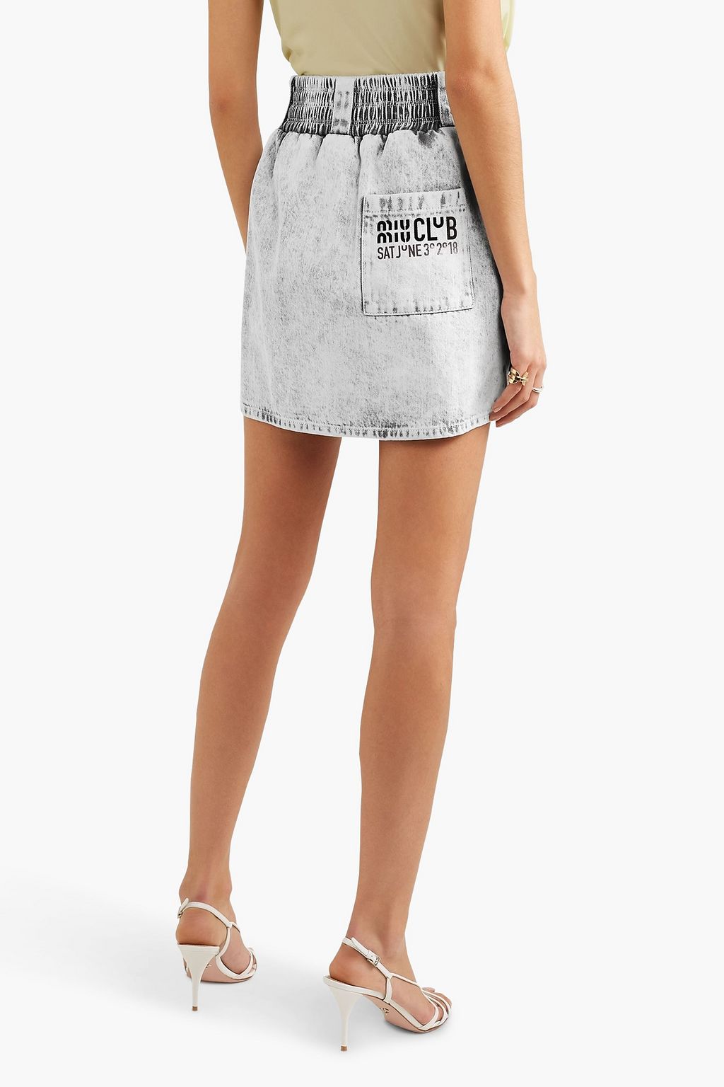 MIU MIU Printed denim mini skirt