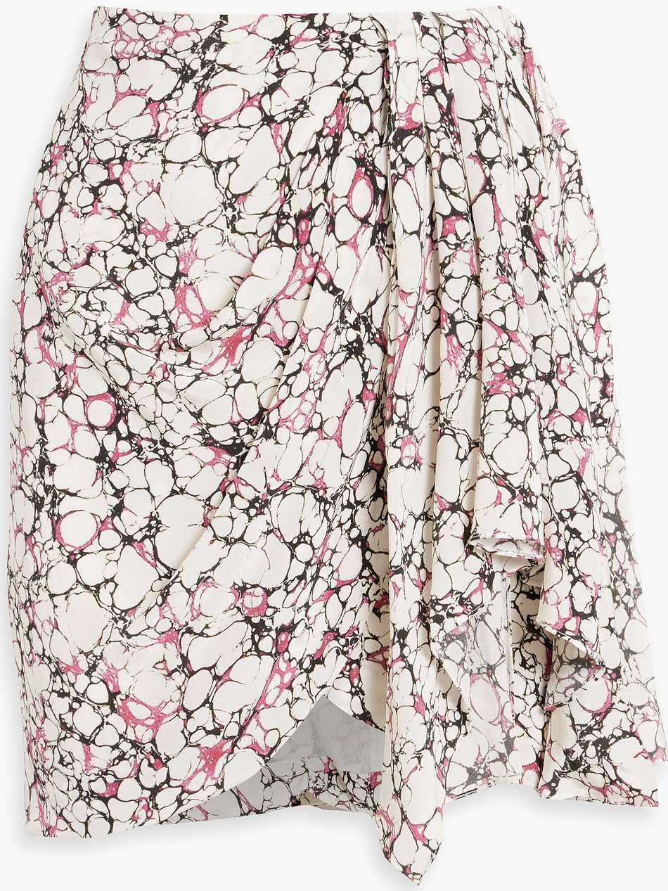 ixori draped printed silk crepe de chine mini skirt