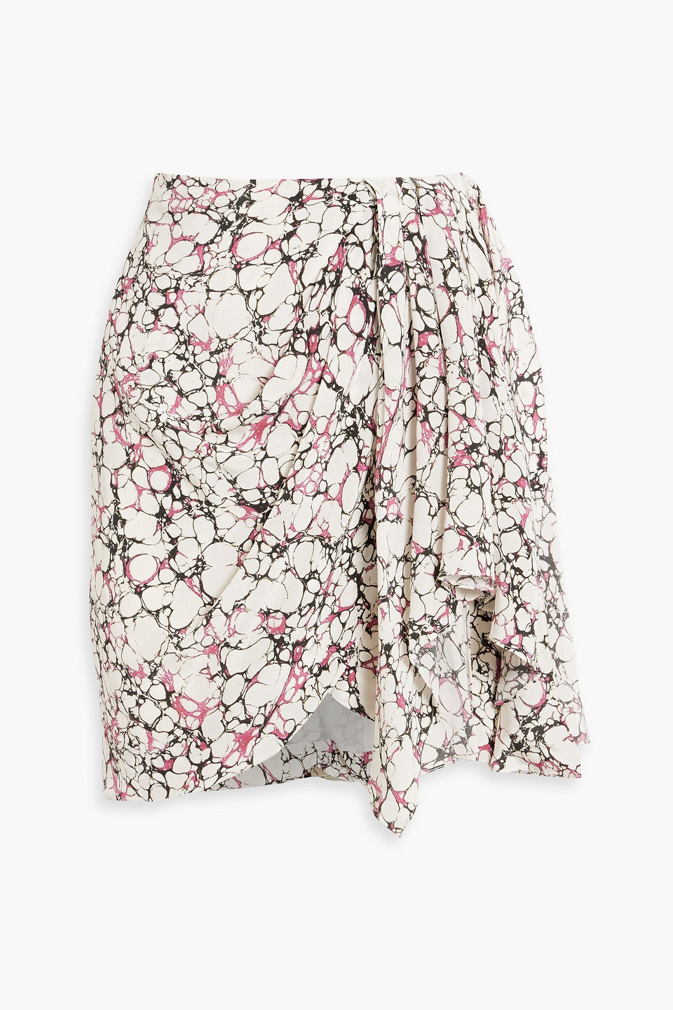 Isabel Marant Ixori Draped Printed Silk Crepe De Chine Mini Skirt In Pink