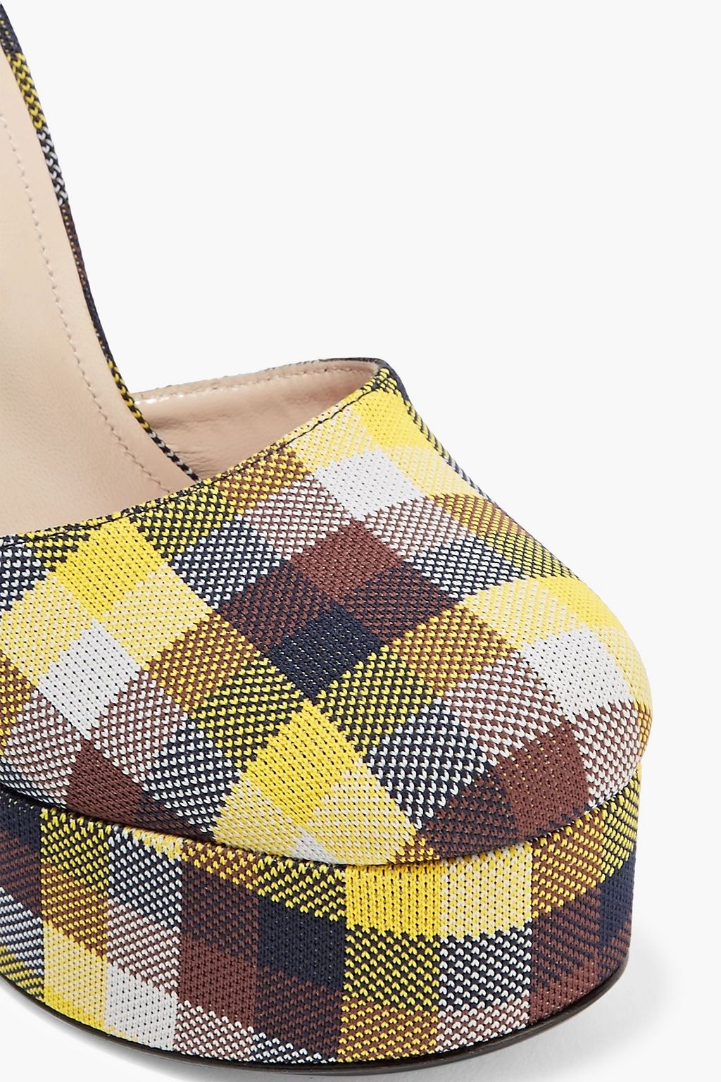 PRADA キャンバス プラットフォーム メリージェーンパンプス チェック