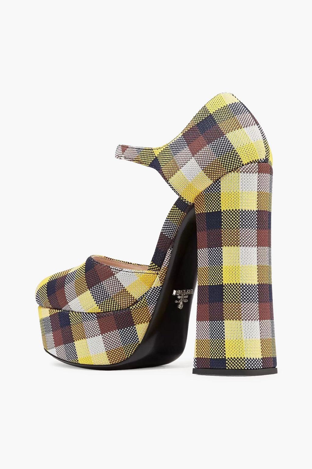 PRADA キャンバス プラットフォーム メリージェーンパンプス チェック