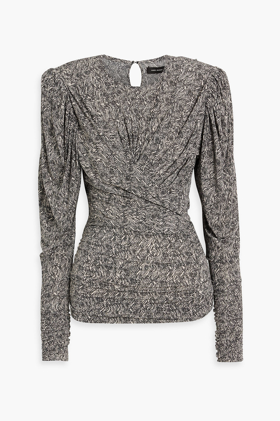 Isabel Marant Gimli Ruched Printed Jersey Top In Schwarz