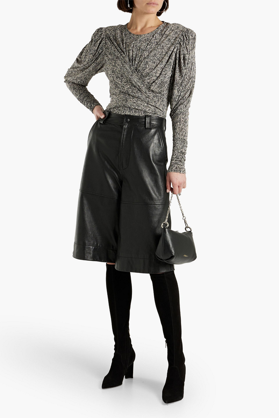 Isabel Marant Gimli Ruched Printed Jersey Top In Schwarz