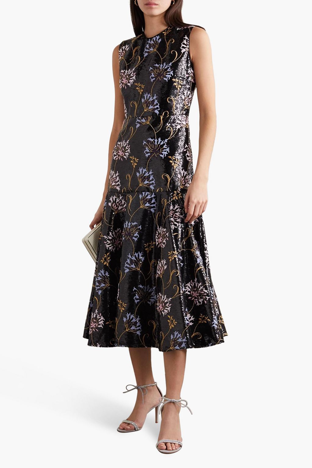 GIAMBATTISTA VALLI Embroidered sequined tulle midi dress