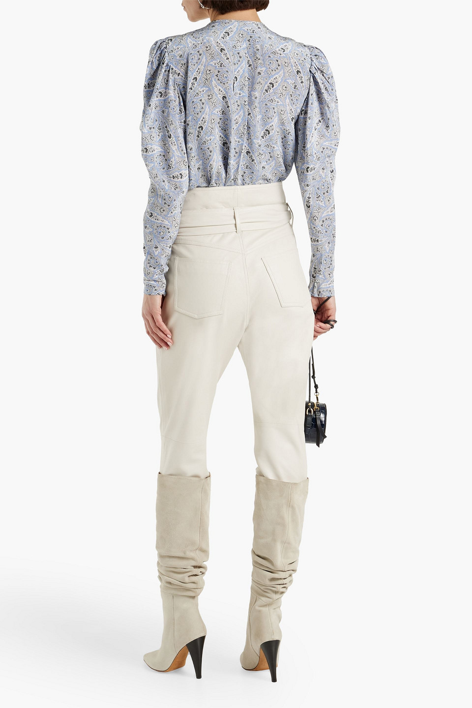 Isabel Marant Bayos Pleated Printed Silk Crepe De Chine Blouse In Bleu