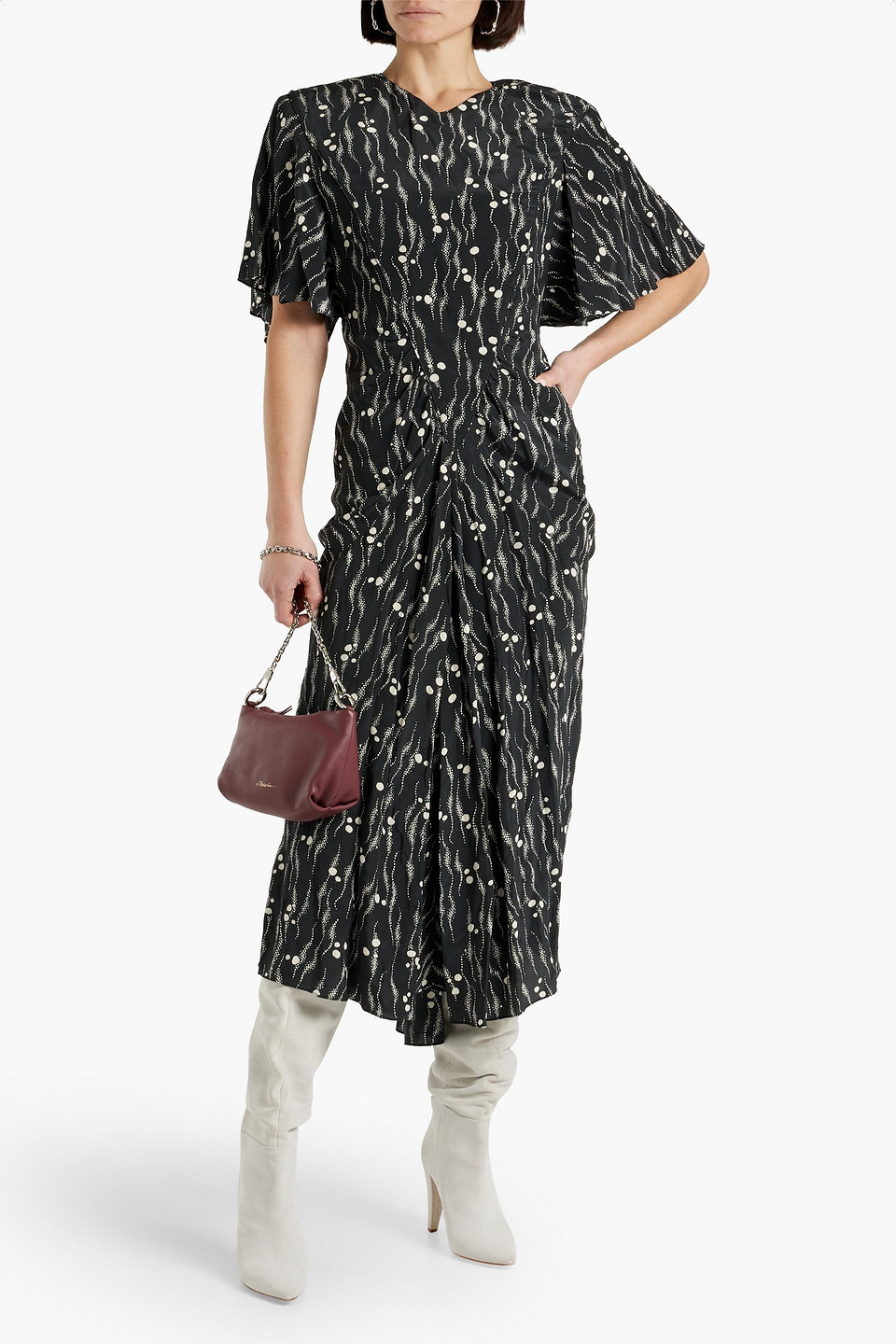 ISABEL MARANT BERWICK PRINTED SILK CREPE DE CHINE MIDI DRESS
