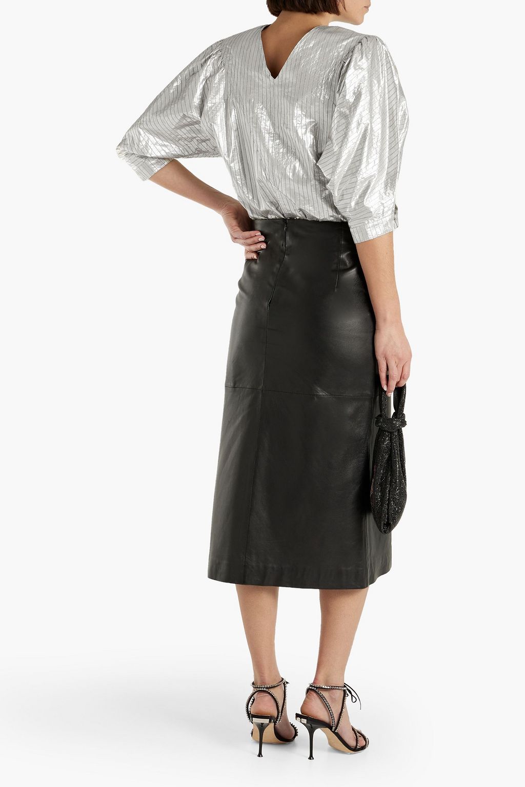 ISABEL MARANT Rolna gathered metallic striped woven top