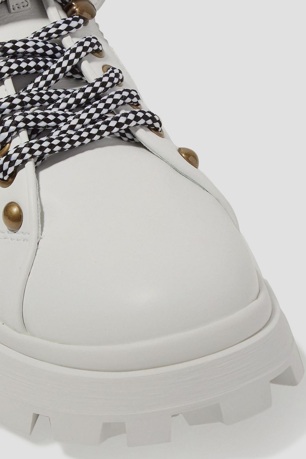 MIU MIU Buckled lace-up leather ankle boots