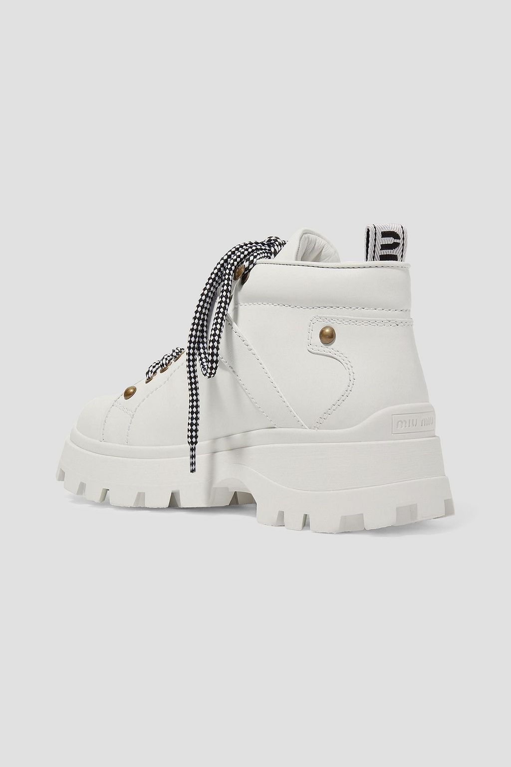 MIU MIU Buckled lace-up leather ankle boots