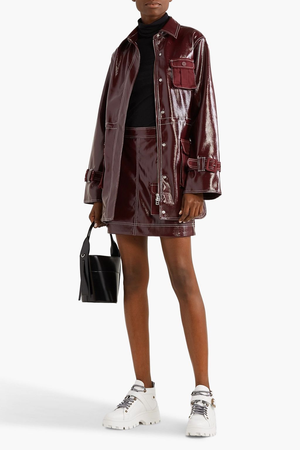 MIU MIU Buckled lace-up leather ankle boots