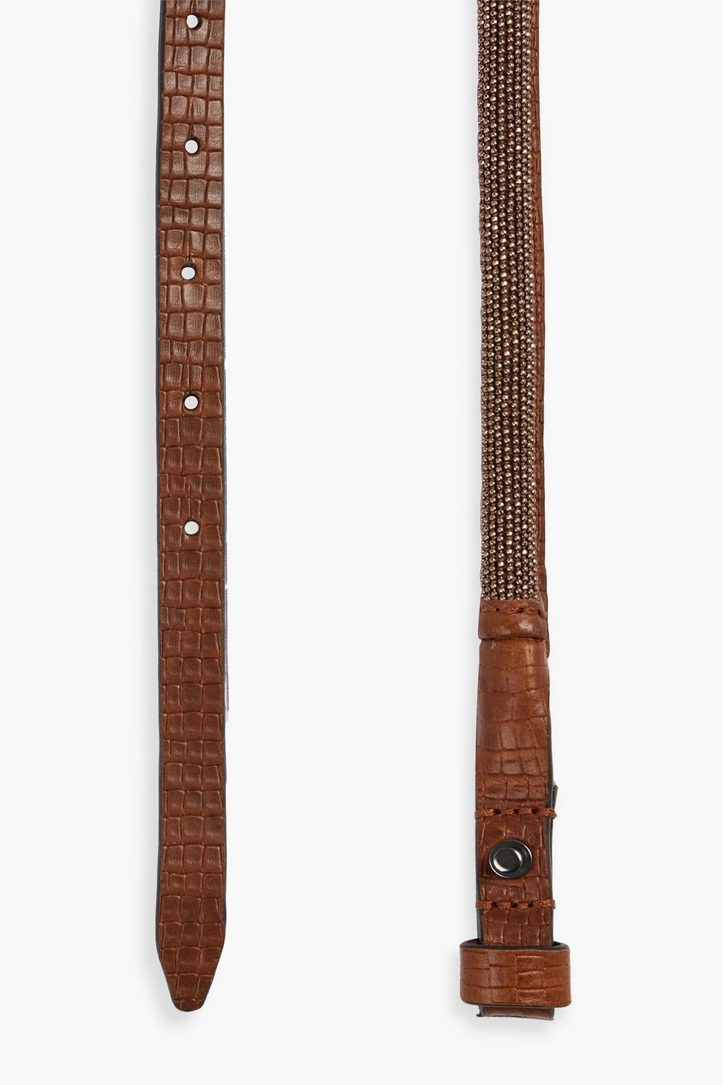 BRUNELLO CUCINELLI Bead-embellished croc-effect leather belt