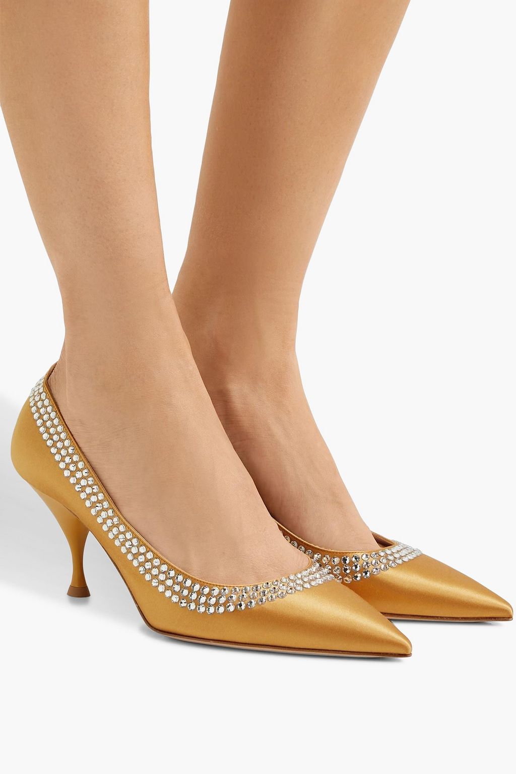 MIU MIU Crystal-embellished satin pumps