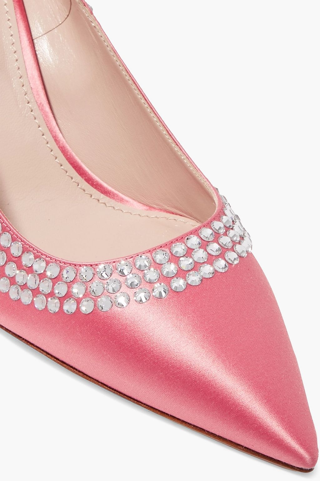 MIU MIU Crystal-embellished satin pumps